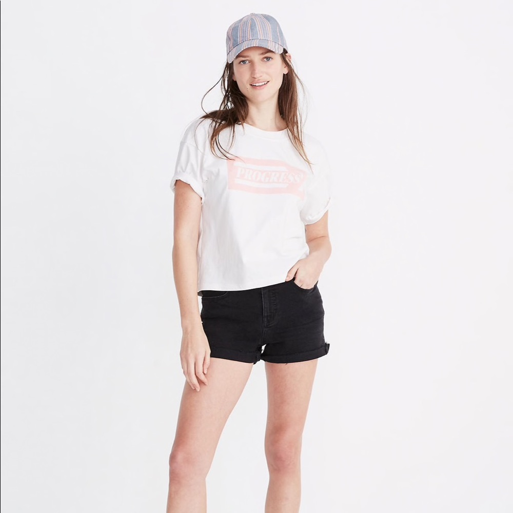 Madewell Midrise Black Denim Shorts, Size 25